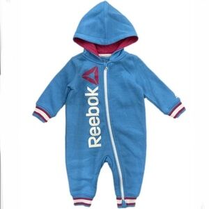 Reebok Baby Girls Hooded Romper, Winter Long Sleeve Snow Onesie
